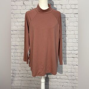 J. Jill Antique Rose Long Sleeve Relaxed Tunic with Mandarin Collar Size L
